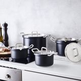 BK Q-linair Master Black kookpannenset - 5-delig - veilig afgietsysteem - inc. RVS deksel - inductie