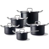 BK Q-linair Master Black kookpannenset - 5-delig - veilig afgietsysteem - inc. RVS deksel - inductie