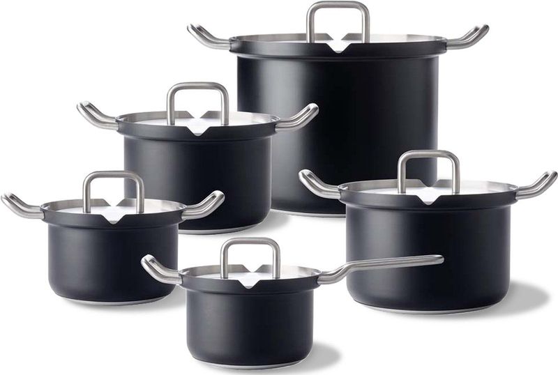 BK Q-linair Master Black kookpannenset - 5-delig - veilig afgietsysteem - inc. RVS deksel - inductie
