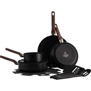 Gerlach Smart Keramische Pannenset, Coating, Afneembaar Handvat Inductie Elektrisch Gas Fornuis 16 Cm 18 20 Zwart 753119575
