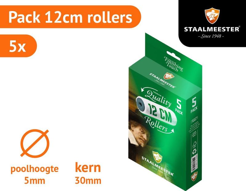 Staalmeester - Microvilt Roller - Verfroller - Kleur: Wit - Materiaal: Microfiber