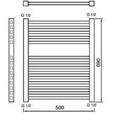 Designradiator haceka gita 50x69 cm wit 4-punts aansluiting