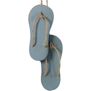 Blauwe Houten Slippers Decoratie - Flipflop