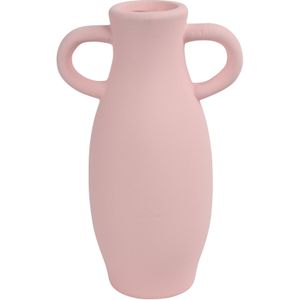 Decoratie Amphora kruik of vaas - roze terracotta - D12 x H20 cm - smalle opening