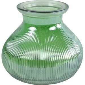 Decostar Bloemenvaas - groen/transparant glas - 12 x 15 cm - vaas