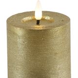 Countryfield Lyon LED kaars/stompkaars - goud - D7,5 x H8 cm - timer