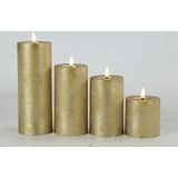 Countryfield Lyon LED kaars/stompkaars - goud - D7,5 x H8 cm - timer