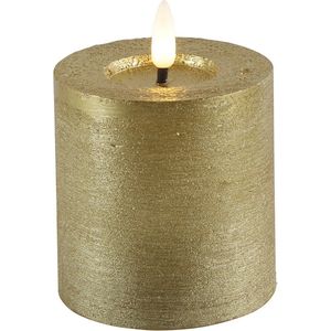 Countryfield Lyon LED kaars/stompkaars - goud - D7,5 x H8 cm - timer