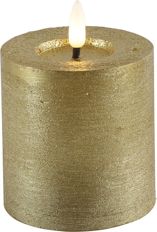 Countryfield Lyon LED kaars/stompkaars - goud - D7,5 x H8 cm - timer