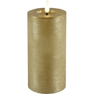 Countryfield Lyon LED kaars/stompkaars - goud - D7,5 x H15 cm - timer