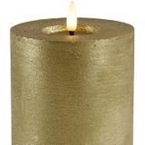 Countryfield Lyon LED kaars/stompkaars - goud - D10 x H20 cm - timer