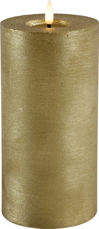 Countryfield Lyon LED kaars/stompkaars - goud - D10 x H20 cm - timer