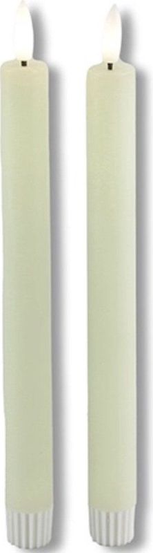 Countryfield LED kaarsen met vlam 2x crème wit Afstandsbediening Dinerkaars rustiek wax 23 LED kaars batterij
