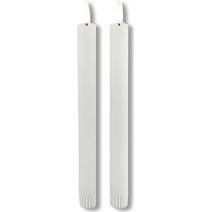 LED kaarsen met bewegende vlam 2x - Wit - Afstandsbediening - Dinerkaars rustiek wax 23 cm - LED kaars batterij