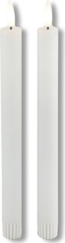LED kaarsen met bewegende vlam 2x - Wit - Afstandsbediening - Dinerkaars rustiek wax 23 cm - LED kaars batterij