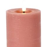 Countryfield Lyon LED kaars/stompkaars - roze - D7,5 x H20 cm - timer
