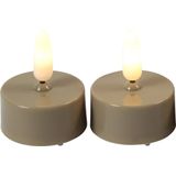 Countryfield - LED Theelichtjes - Beige - Set van 2 - Met Timer - Warm Wit