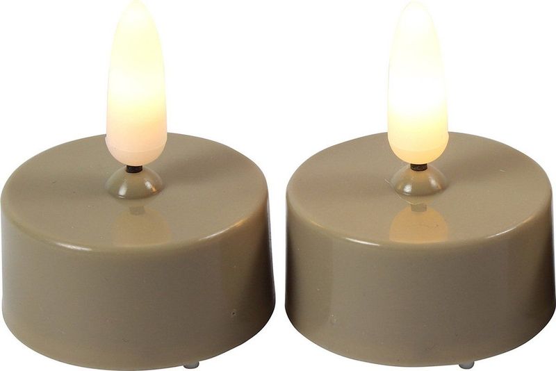 Countryfield - LED Theelichtjes - Beige - Set van 2 - Met Timer - Warm Wit
