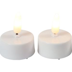 Countryfield LED theelichtjes/waxinelichtjes - 2x st - wit - met timer - warm wit