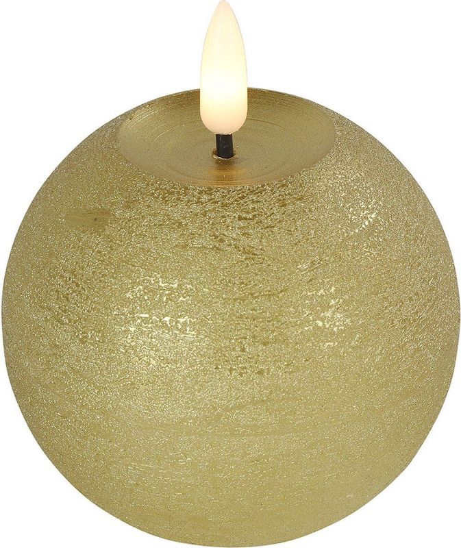 Countryfield LED kaars/bolkaars- goud - B8 x H9,5 cm - Lyon - warm wit