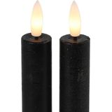 Led kaarsen met afstandsbediening Countryfield - LED dinerkaars klein zwart 15 cm - zwart - met timer - set van 2