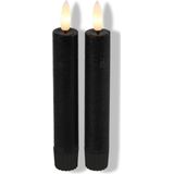 Led kaarsen met afstandsbediening Countryfield - LED dinerkaars klein zwart 15 cm - zwart - met timer - set van 2