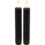 Led kaarsen met afstandsbediening Countryfield - LED dinerkaars klein zwart 15 cm - zwart - met timer - set van 2