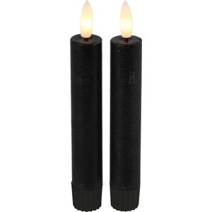Led kaarsen met afstandsbediening Countryfield - LED dinerkaars klein zwart 15 cm - zwart - met timer - set van 2