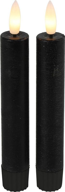 Led kaarsen met afstandsbediening Countryfield - LED dinerkaars klein zwart 15 cm - zwart - met timer - set van 2