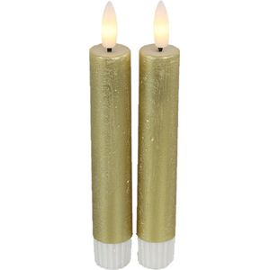 Countryfield Led dinerkaarsen - 2x st- goud -H15cm - afstandsbediening