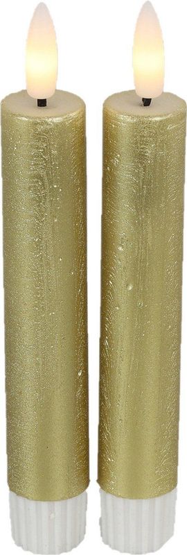 Countryfield Led dinerkaarsen - 2x st- goud -H15cm - afstandsbediening