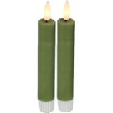 Countryfield Led dinerkaarsen - 2x st- groen -H15cm - afstandsbediening