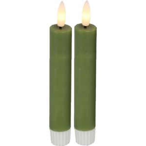 Countryfield Led dinerkaarsen - 2x st- groen -H15cm - afstandsbediening