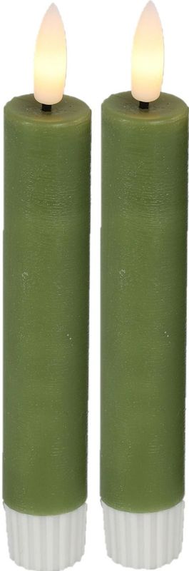 Countryfield Led dinerkaarsen - 2x st- groen -H15cm - afstandsbediening