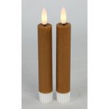 Countryfield Led dinerkaarsen - 2x st- cognac bruin -H15cm - afstandsbediening