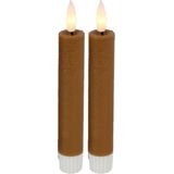 Countryfield Led dinerkaarsen - 2x st- cognac bruin -H15cm - afstandsbediening