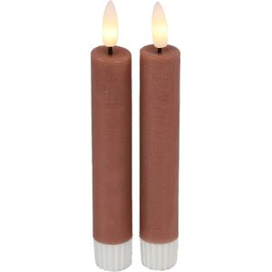 Countryfield Led dinerkaarsen - 2x st- roze -H15cm - afstandsbediening