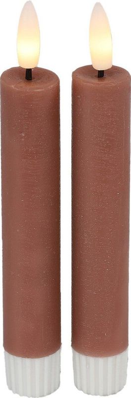 Countryfield Led dinerkaarsen - 2x st- roze -H15cm - afstandsbediening