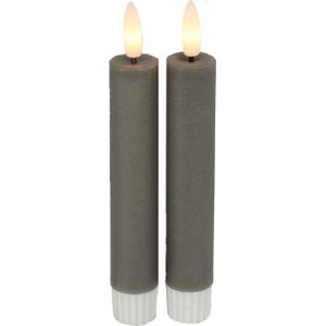 Countryfield Led dinerkaarsen - 2x st- grijs -H15cm - afstandsbediening