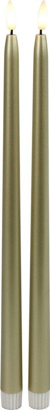 Countryfield LED dinerkaarsen extra lang - 2x st- goud - 38 cm - met afstandsbediening