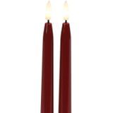 Countryfield LED dinerkaarsen - 2x st - rood - 28 cm - met afstandsbediening