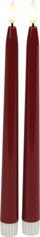 Countryfield LED dinerkaarsen - 2x st - rood - 28 cm - met afstandsbediening
