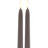 Countryfield LED dinerkaarsen - 2x st - grijs - 28 cm - met afstandsbediening