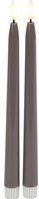 Countryfield LED dinerkaarsen - 2x st - grijs - 28 cm - met afstandsbediening