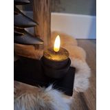 Countryfield LED theelichtjes/waxinelichtjes - 2x st - zwart - D4 x H5,2 cm - met timer