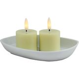 Countryfield LED theelichtjes/waxinelichtjes - 2x st - creme wit - D4 x H5,2 cm - met timer