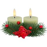 Countryfield LED theelichtjes/waxinelichtjes - 2x st - creme wit - D4 x H5,2 cm - met timer