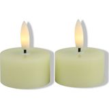 Countryfield LED theelichtjes/waxinelichtjes - 2x st - creme wit - D4 x H5,2 cm - met timer