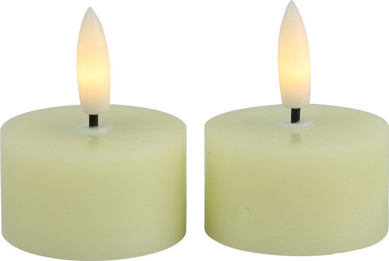 Countryfield LED theelichtjes/waxinelichtjes - 2x st - creme wit - D4 x H5,2 cm - met timer