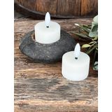 Countryfield LED theelichtjes/waxinelichtjes - 2x st - wit - D4 x H5,2 cm - met timer